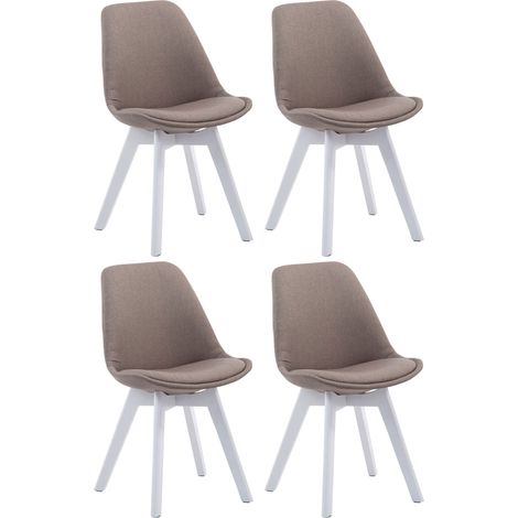 Set di 4 Sedie Visitatore Tessuto Borneo Tortora bianco (1/3)