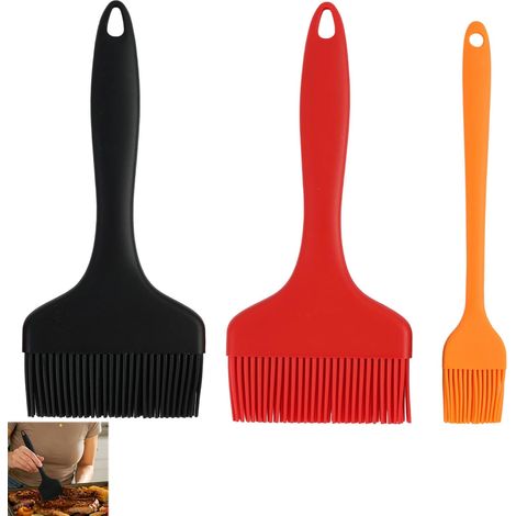 3PCS Pinceaux de Cuisine en Silicone,Pinceau Barbecue Ultra Large 21 cm,Pinceau Pâtisserie Résistant à la Chaleur,Pinceau Cuisson pour Huile,Beurre,Marinades,Gâteaux et Grillades,Sans BPA, Multicolore (1/5)