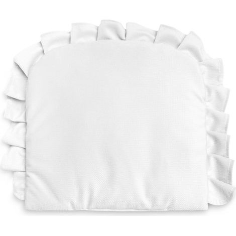 Cojín con volantes de terciopelo blanco (1/4)