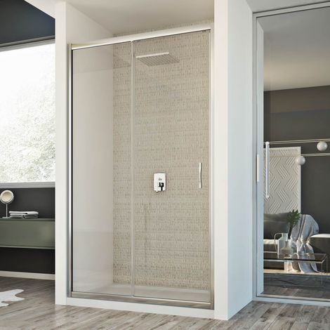 Idralite – Porte de douche coulissante 140 cm – Verre de sécurité 6 mm transparent – Système Click&Clean pour nettoyage facile – Hauteur 198 cm