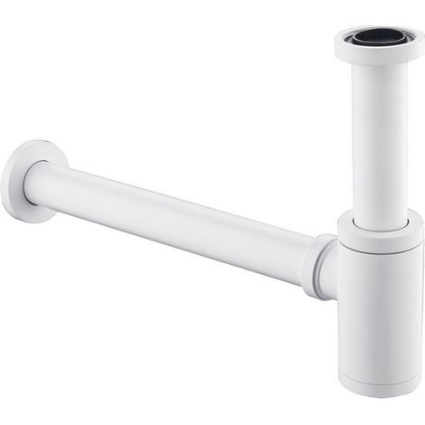 Siphon à bouteille en laiton - Siphon rond - Siphon de lavabo - Siphon P-Trap - 3,8 cm - Piège à odeurs - Piège à déchets - Tube d\'évacuation pour salle de bain, lavabo, vasque,(blanc) (1/5)