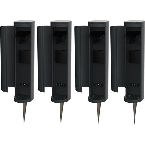 4x Novatool Gartensteckdose 4x Steckdosenturm 2-fach Anthrazit mit Blende mit Erdspieß Steckdosenleiste, Montageplatte, Dübel und Schrauben, Erdspieß (1/5)