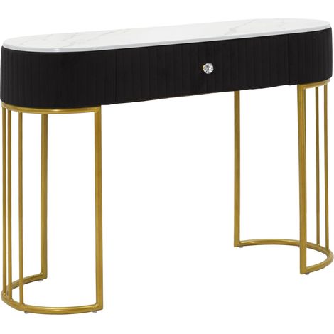 Console Montpellier noire effet marbre et doré design (1/5)