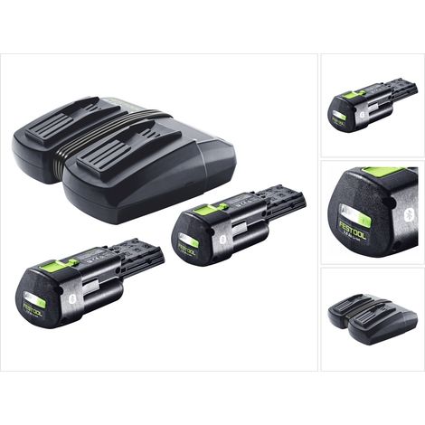 Set energia Festool 2x BP 18 Li 3.0 Ergo I batteria 18 V 3.0 Ah / 3000 mAh Li-Ion ( 2x 577704 ) + caricatore doppio TCL 6 DUO ( 577017 ) (1/5)