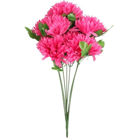 Bouquet di crisantemi artificiali rosa a fiore seghettato - Decorazione per la festa di Ognissanti (1/2)