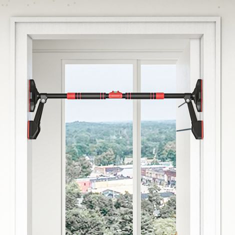 Verstellbare Klimmzugstange von 80 bis 110 cm, integrierte Türverstellung, Dreiecksstruktur, bis 225 kg, schwarz