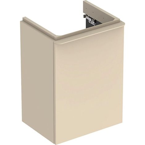Meuble bas Geberit Smyle Square pour lave-mains,avec une porte: Largeur 44.2cm, Hauteur 61.7cm, Profondeur 35.6cm, sable gris/laqué très brillant, sable gris / thermopoudré mat, Largeur de lavabo:45cm