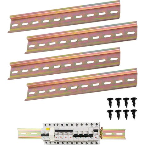 Rail DIN en Aluminium, 4 Pièces, Montage en Forme de U, avec 8 Vis, pour Série de Bornes Sur Rail DIN et Contacteur, 35×200 mm (1/5)