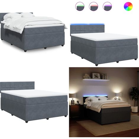 vidaXL Boxspringbett mit Matratze Dunkelgrau 140x200 cm Samt (1/5)