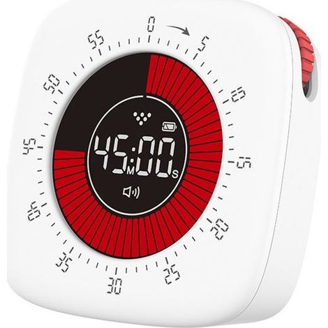 Lerntimer für Reizzimmer, geräuschloser Countdown, mechanische Uhr für Touristen, weiß (1/4)