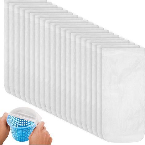 20 Pcs Chaussette Piscine, Chaussettes Piscines, Chaussette Panier pour Skimmer pour Piscine, Chaussette en Nylon à Mailles Fines pour piscines, retiennent débris et Feuilles (Blanches) (1/5)
