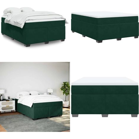 Sommier à lattes de lit et matelas Vert foncé 140x190cm Velours - Lit Double - Lit Velours - Matelas Ressorts Ensachés - Surmatelas - Literie - Home & Living (1/5)