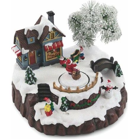 VILLAGGIO NATALE CON MUSICA E LUCI BABBO NATALE 21X18,5X16 CM (1/5)