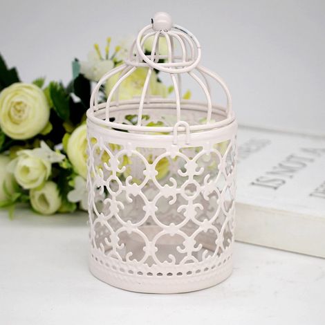 Cage À Oiseaux Suspendue - Porte-Bougie En Fer - Lanterne Décorative Intérieure Extérieure - Pour Fêtes Mariages Noël - 1 Pièce (1/2)