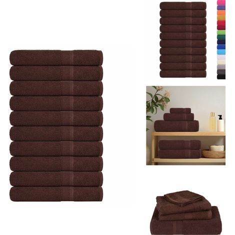 Serviettes de sauna 10 pcs marron 80x200 cm 360 g/m² 100% coton - Serviette De Sauna - Serviettes De Sauna - Serviette - Serviette Avec Boucle De Suspension (1/5)