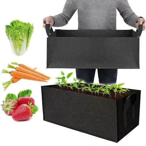 (2 pièces 100x60x20cm) Seau de culture carré en feutre, sac de culture multifonctionnel pour plantes potagères, sac de culture en feutre non tissé (1/5)