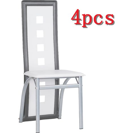 Hofuton Lot de 4 chaises de salle à manger - Simili blanc gris - Style contemporain - L 42.5 x P 42 cm x H101.5 CM (1/5)
