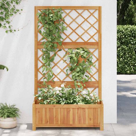 Jardinière, Pot de Fleurs d'extérieur, Lit surélevé avec treillis 85x38x150 cm Bois massif d'acacia OIB2463E (1/5)