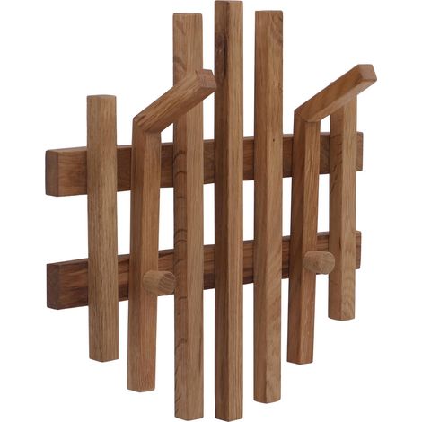 [JAMAIS UTILISÉ] MCA Panneau vestiaire HHG-393, patère murale, patère en bois, bois massif 40 x 38 cm, chêne