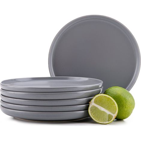 KONSIMO Dessertteller-Set VICTO 6-tlg. Grau Keramik 20cm