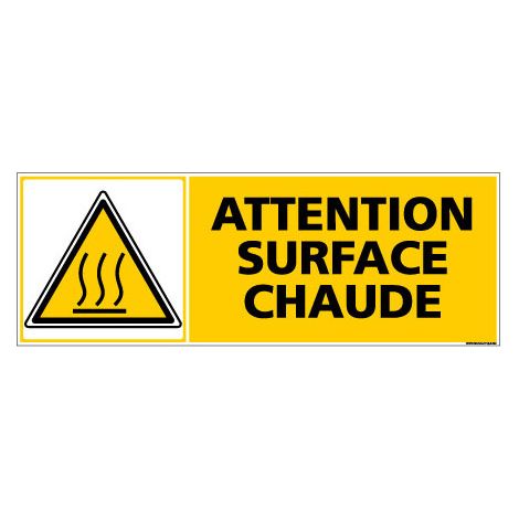 Panneau de Signalisation ATTENTION SURFACE CHAUDE (C1013) - Aluminium 2 mm - 980 x 350 mm
