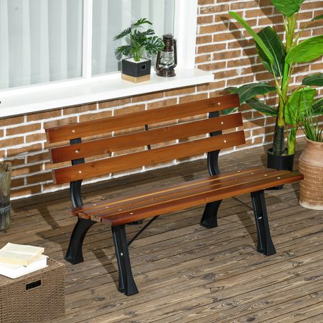 Banc de jardin extérieur 2 places en aluminium et lattes de bois. dim. 120L x 57l x 70H cm