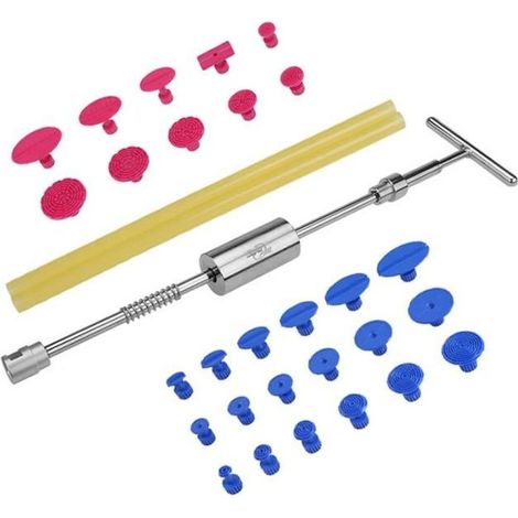 Outils Debosselage Debosselage sans peinture Outils Dent Puller Glissiere Marteau Extracteur Tabs Ventouse Outils a main Kit (1/4)