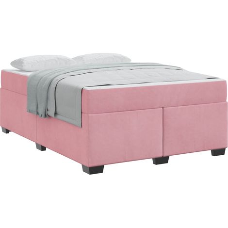 Maison Exclusive - Struttura del letto con materasso Rosa 160 x 200 cm Tessuto (1/5)