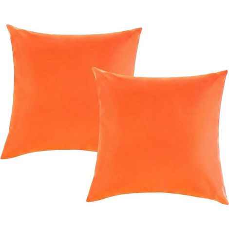 Housses de Coussin Carrées - Lot de 2 - Polyester Imperméable - Protection UV et Eau - Terrasse Jardin Salon - 45,7 x 45,7 cm Orange (1/5)