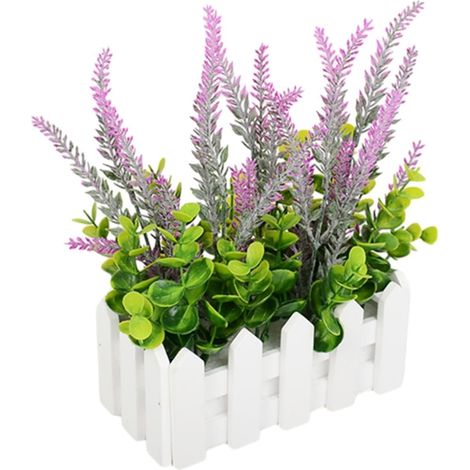 Planta artificial en maceta, adorno de escritorio, flores falsas en maceta para cerca, para decoración de exteriores, baño, decoración, morado y rojo - 2 piezas (1/5)