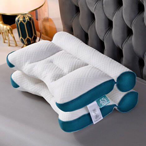 Oreiller Ergonomique pour L'ApnéE du Sommeil, Oreiller Coussin Ergonomique, Cervical ApnéE Du Sommeil, Anti Ronflement Et ApnéE, bleu, 40X60CM,1pcs (1/4)