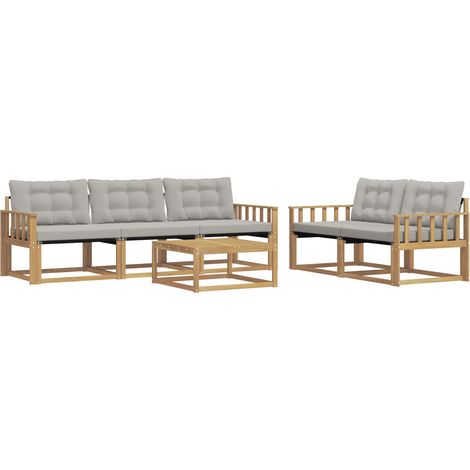 Outdoor Sofa Set 6 pcs White and Light Grey 79 x 79 x 37 cm vidaXL