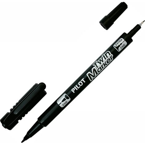 Marqueur TWIN MARKER BEGREEN indélibile noire 2 pointes ogives fine et moyenne (1/5)