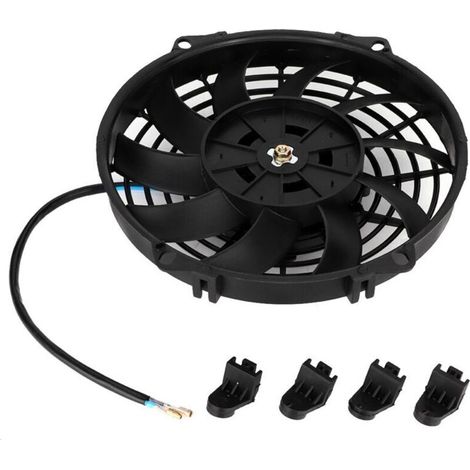 Elektrischer Lüfter – 24 V, 9 Zoll, universeller elektrischer Lüfter mit gebogenen Flügeln für Klimaanlagenkondensatoren, geeignet für Pkw, Lkw und Nutzfahrzeuge