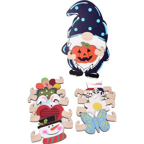 Pancarte de Porte Nain de Noël Interchangeable en Bois - Décoration d'Intérieur Accueil Festif (1/5)