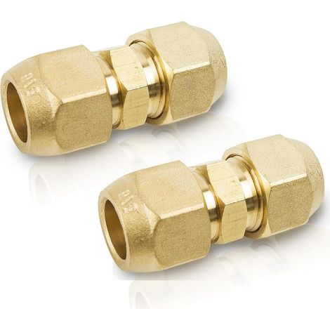 2pcs Raccords Doubles Pour Tuyaux En Cuivre, 1/4 Pouce Accessoires De Climatisation Double Mamelon Pour Tubes En Cuivre, Raccords De Climatisation Pas De Soudure Nécessaire Set D'Écrous Doubles (1/5)