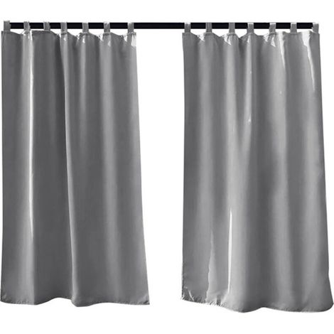 Rideau Occultant Extérieur - Isolant Lumière Et Chaleur - Pour Pergola Et Terrasse - Gris - 2 Panneaux 107x213cm (1/5)