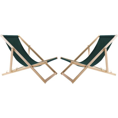2 sdraio in legno con tessuto verde (1/4)