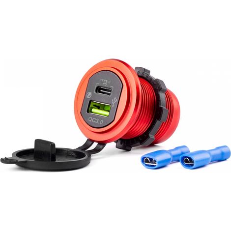 Caricabatterie impermeabile con prese USB + USB-C 12V 24V MOD-09 amio-02859 (1/5)