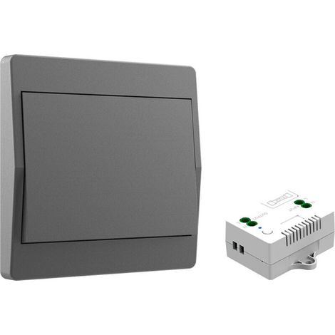 Kit interrupteur sans fil domestique – Émetteur et récepteur inclus, pas de pile, simple installation, commande d’éclairage maison Gris (1/5)