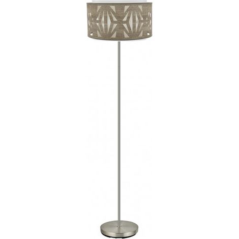 FABRILAMP Stehleuchte mit grauem Lampenschirm Modell Katerina in Nickel