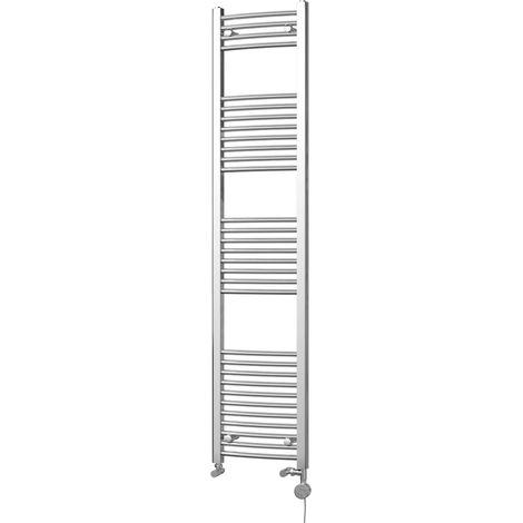 Zennor Chrome Dual Fuel Towel Rail 1800mm x 400mm – Thermostatic Curved Bathroom Radiator (1/3)