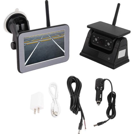 Caméra de recul WiFi sans fil avec alimentation solaire et moniteur AHD 5 pouces pour camping-cars, camions et remorques - JBMEDIA (1/4)