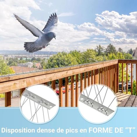 Pic Anti-Pigeon en Acier Inoxydable 6.6 Mètres, Pack de 20 Pique Anti-Oiseaux pour Effrayer Corbeaux, Moineaux, Chats, Respectueux des Animaux--TRIMEC