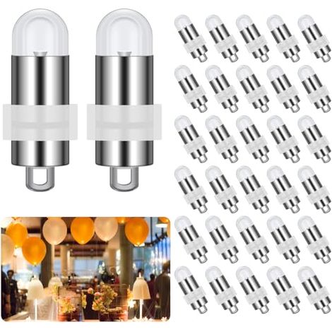 [NUNCA USADO] 30 mini luces LED para globos, blanco cálido, resistentes al agua IP65, con batería reemplazable, para globos, farolillos de papel, Halloween, Navidad, bodas y decoración de fiestas. (1/5)