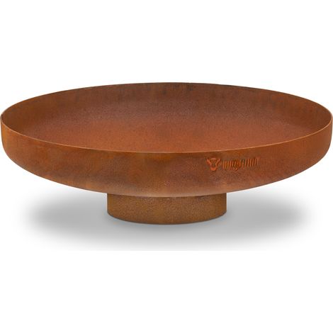 BBQ-Toro Braciere Ø 70 cm Aspetto ruggine Focolare da esterno con base, braciere effetto ruggine (1/4)