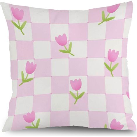 Taie d'oreiller vintage fleurs, décoration maison intérieure,40×40cm (1/5)