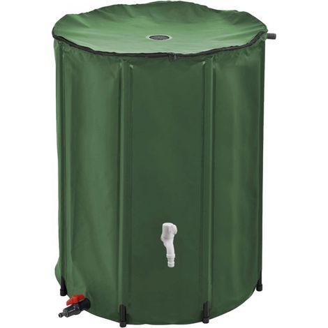Réservoir souple, récupérateur d'eau de pluie pliable - 500 L - Vert - (1/4)