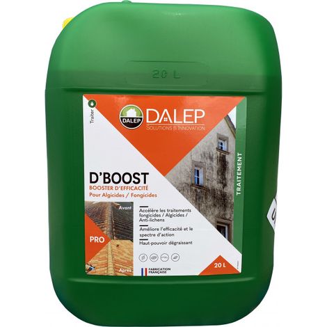 Dalep – Antimousse D'BOOST 20L – Pour toiture, mur et sol – Accélère l'action des fongicides et algicides – Dégraissant puissant
