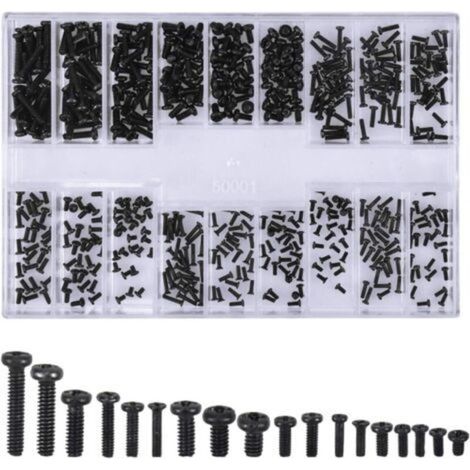 500 pezzi Viti per occhiali a testa tonda Kit universale di viti per laptop M1.2 M1.4 M2 nere